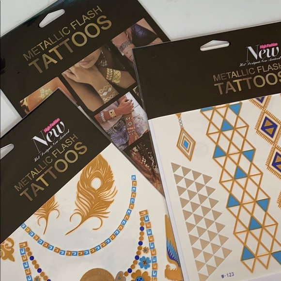 Jewelry | Metallic Flash Tattoosgold Blue Jewelry Design | Poshmark